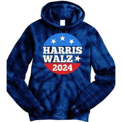 Vintage Vote Kamala Harris Tim Walz 2024 Election Emblem Tie Dye Hoodie