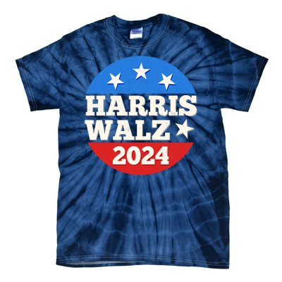 Vintage Vote Kamala Harris Tim Walz 2024 Election Emblem Tie-Dye T-Shirt