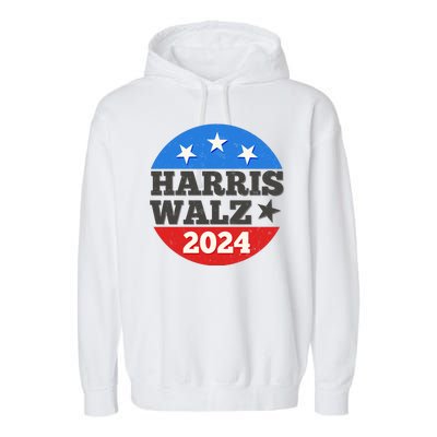 Vintage Vote Kamala Harris Tim Walz 2024 Election Emblem Garment-Dyed Fleece Hoodie