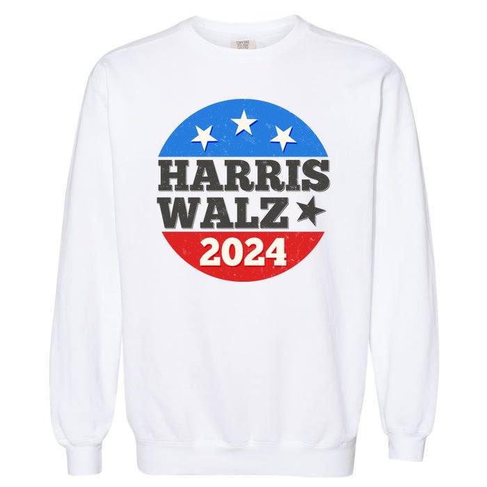 Vintage Vote Kamala Harris Tim Walz 2024 Election Emblem Garment-Dyed Sweatshirt