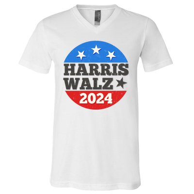 Vintage Vote Kamala Harris Tim Walz 2024 Election Emblem V-Neck T-Shirt