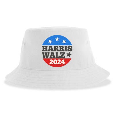 Vintage Vote Kamala Harris Tim Walz 2024 Election Emblem Sustainable Bucket Hat