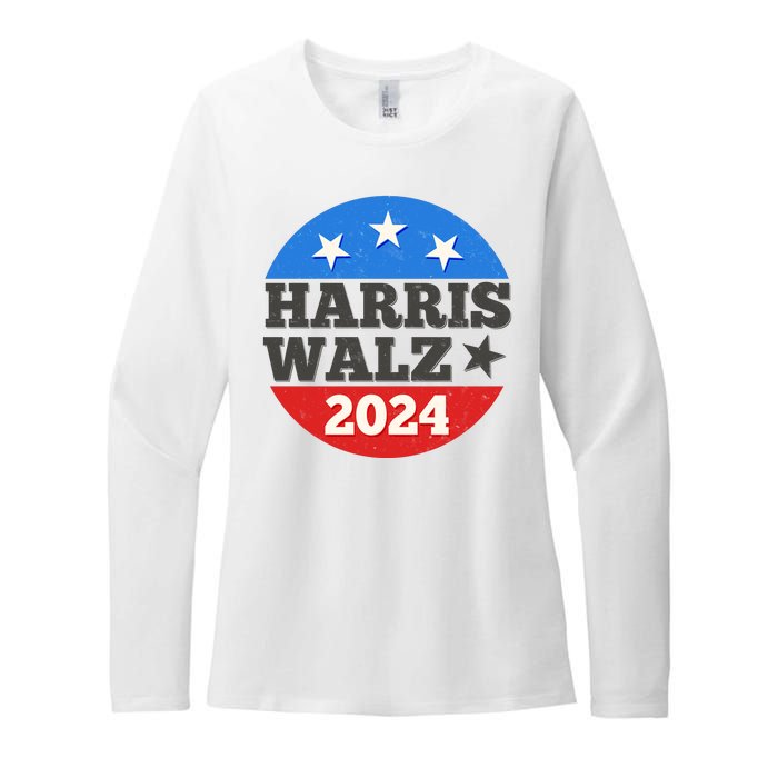 Vintage Vote Kamala Harris Tim Walz 2024 Election Emblem Womens CVC Long Sleeve Shirt