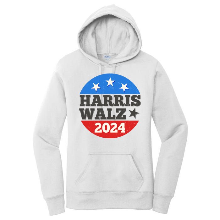 Vintage Vote Kamala Harris Tim Walz 2024 Election Emblem Women's Pullover Hoodie