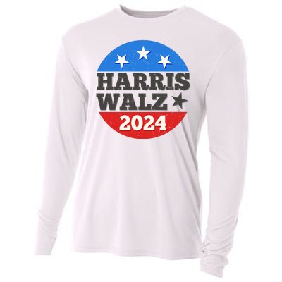 Vintage Vote Kamala Harris Tim Walz 2024 Election Emblem Cooling Performance Long Sleeve Crew