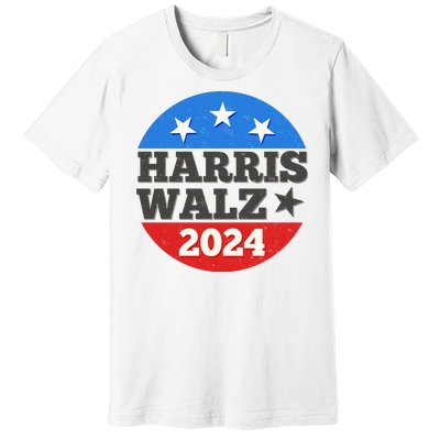 Vintage Vote Kamala Harris Tim Walz 2024 Election Emblem Premium T-Shirt