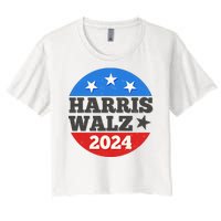 Vintage Vote Kamala Harris Tim Walz 2024 Election Emblem Women's Crop Top Tee