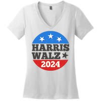 Vintage Vote Kamala Harris Tim Walz 2024 Election Emblem Women's V-Neck T-Shirt