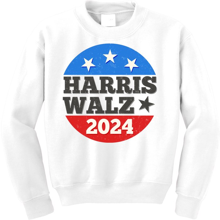 Vintage Vote Kamala Harris Tim Walz 2024 Election Emblem Kids Sweatshirt