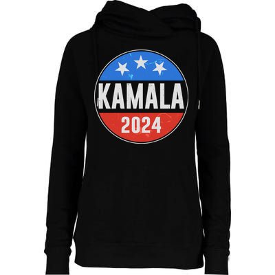 Vintage Vote Kamala 2024 Election Emblem Womens Funnel Neck Pullover Hood