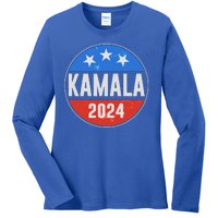 Vintage Vote Kamala 2024 Election Emblem Ladies Long Sleeve Shirt