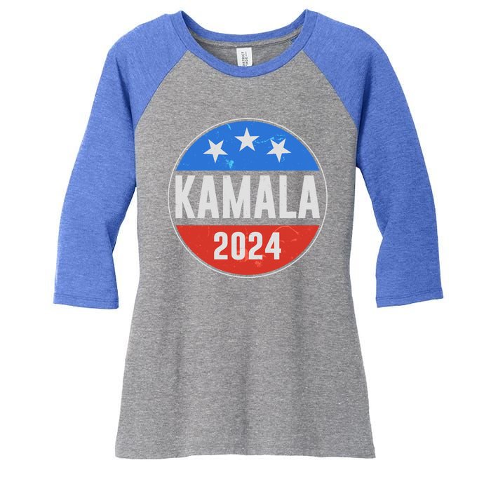 Vintage Vote Kamala 2024 Election Emblem Women's Tri-Blend 3/4-Sleeve Raglan Shirt