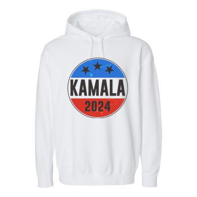 Vintage Vote Kamala 2024 Election Emblem Garment-Dyed Fleece Hoodie