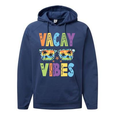 Vacay Vibes Leopard Sunglasses Summer Vacation Retro Gift Performance Fleece Hoodie