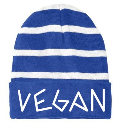 Vegan Veggie Lover Vegetarian Plant Powered Veganism No Meat Gift Striped Beanie with Solid Band