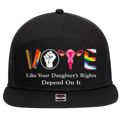 Vintage Vote Like Your Granddaughters Rights Depend On It 7 Panel Mesh Trucker Snapback Hat