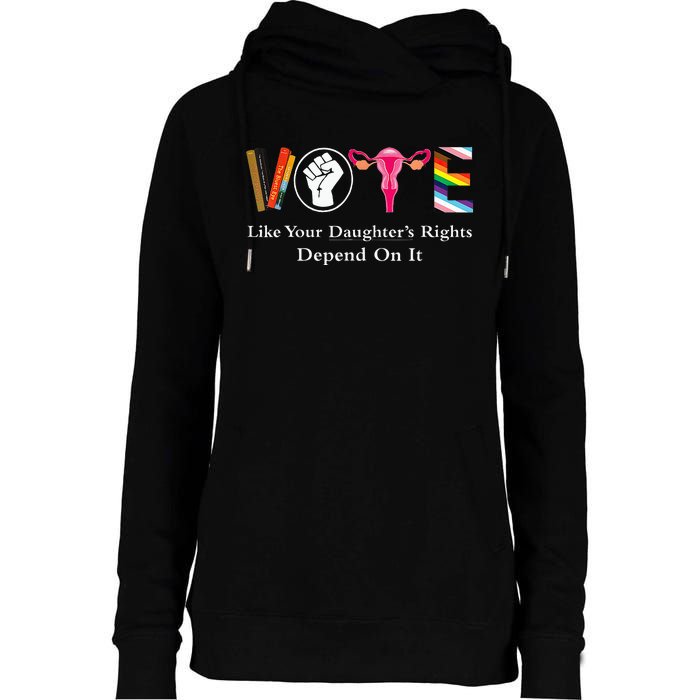 Vintage Vote Like Your Granddaughters Rights Depend On It Womens Funnel Neck Pullover Hood