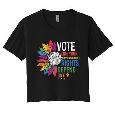 Vintage Vote Like Your Granddaughters Rights Depend On It Women's Crop Top Tee