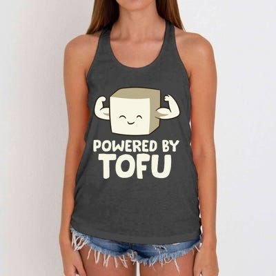 Vegan Vegetarian Love Tofu Powered By Tofu Women's Knotted Racerback Tank