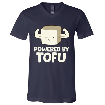 Vegan Vegetarian Love Tofu Powered By Tofu V-Neck T-Shirt