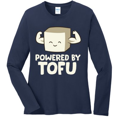 Vegan Vegetarian Love Tofu Powered By Tofu Ladies Long Sleeve Shirt