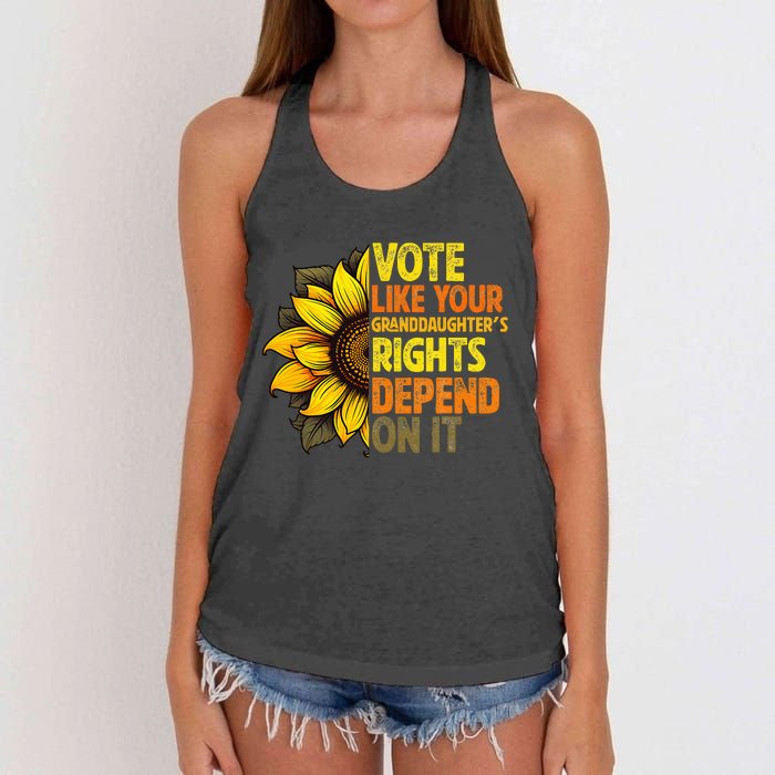 Vintage Vote Like Your Granddaughters Rights Depend On It Women's Knotted Racerback Tank