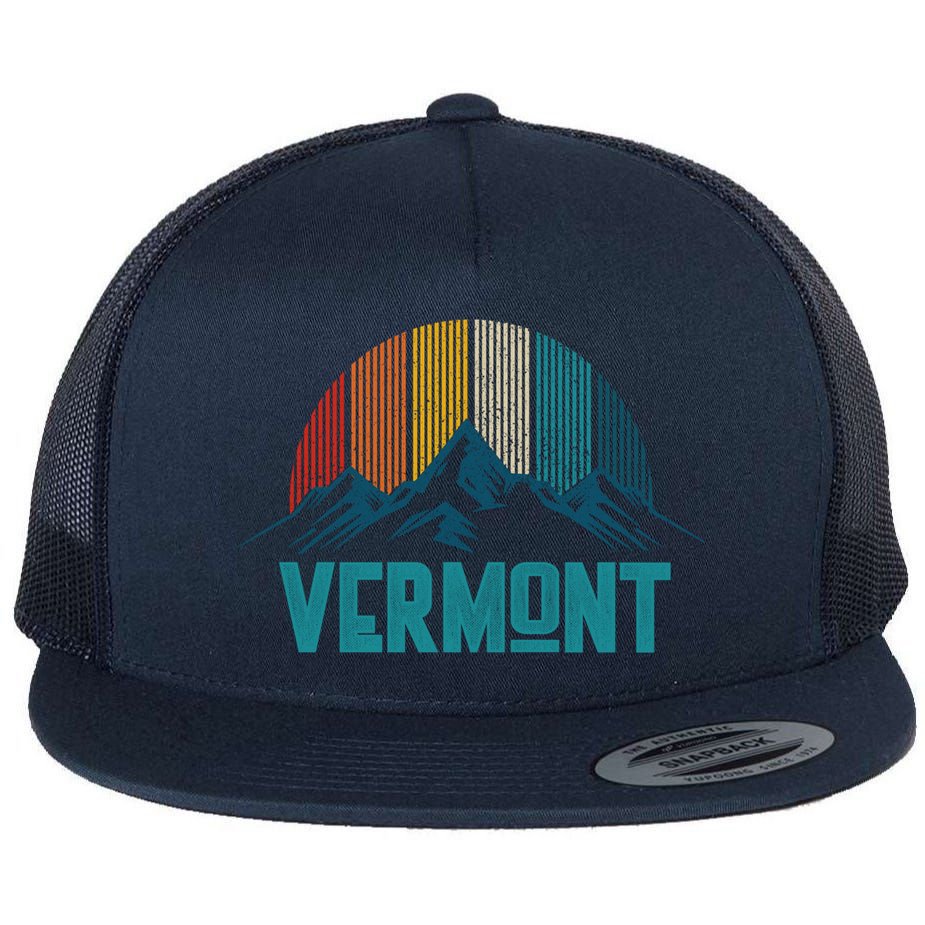 Vermont Vintage Mountains Nature Hiking Souvenir Gift Flat Bill Trucker Hat