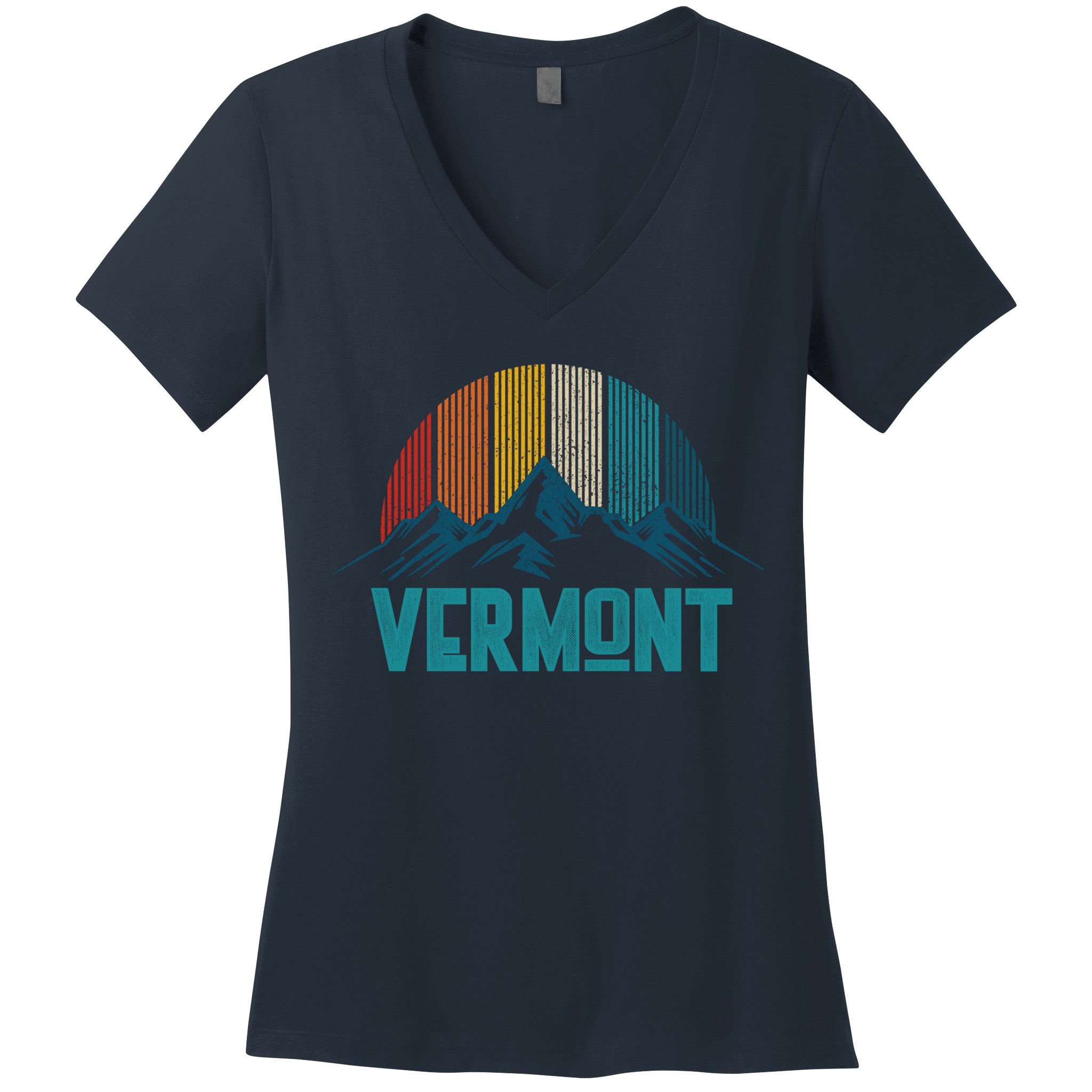 Vermont Vintage Mountains Nature Hiking Souvenir Gift Women's V-Neck T-Shirt