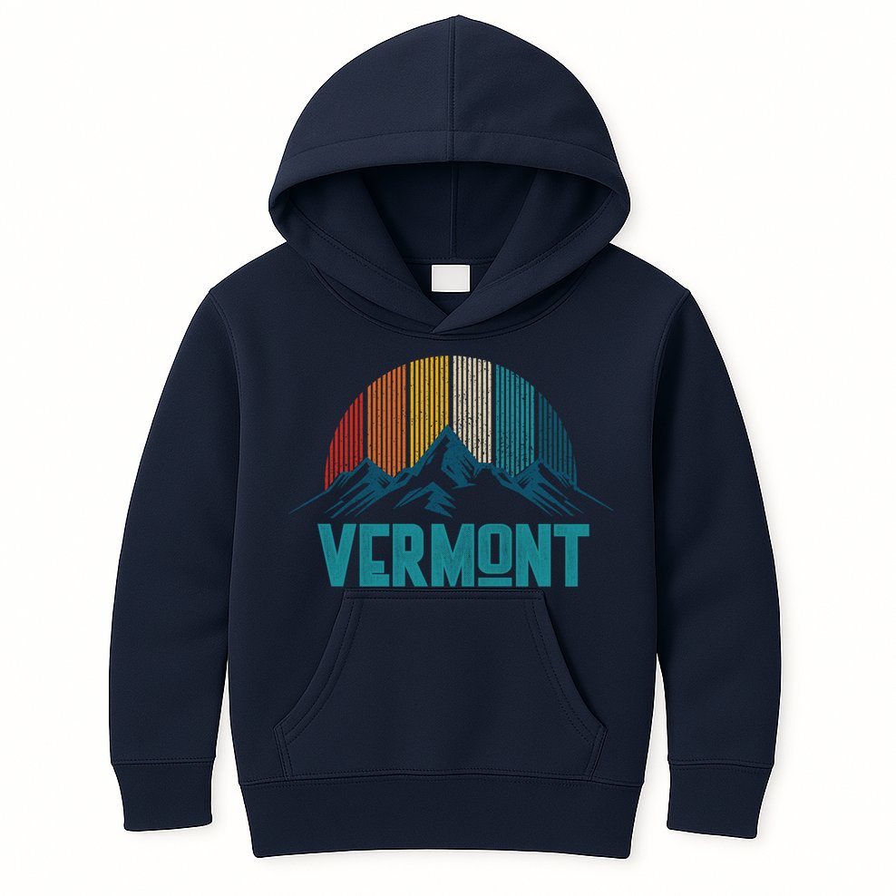Vermont Vintage Mountains Nature Hiking Souvenir Gift Kids Hoodie