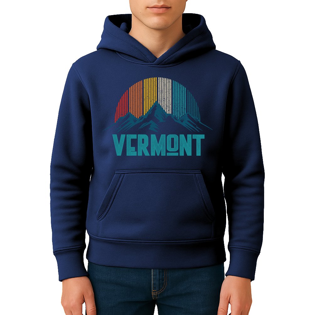 Vermont Vintage Mountains Nature Hiking Souvenir Gift Kids Hoodie