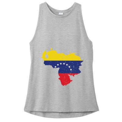 Vintage Venezuela Map 7 Stars Flag Venezuela Flag Ladies PosiCharge Tri-Blend Wicking Tank