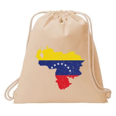 Vintage Venezuela Map 7 Stars Flag Venezuela Flag Drawstring Bag
