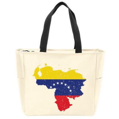 Vintage Venezuela Map 7 Stars Flag Venezuela Flag Zip Tote Bag