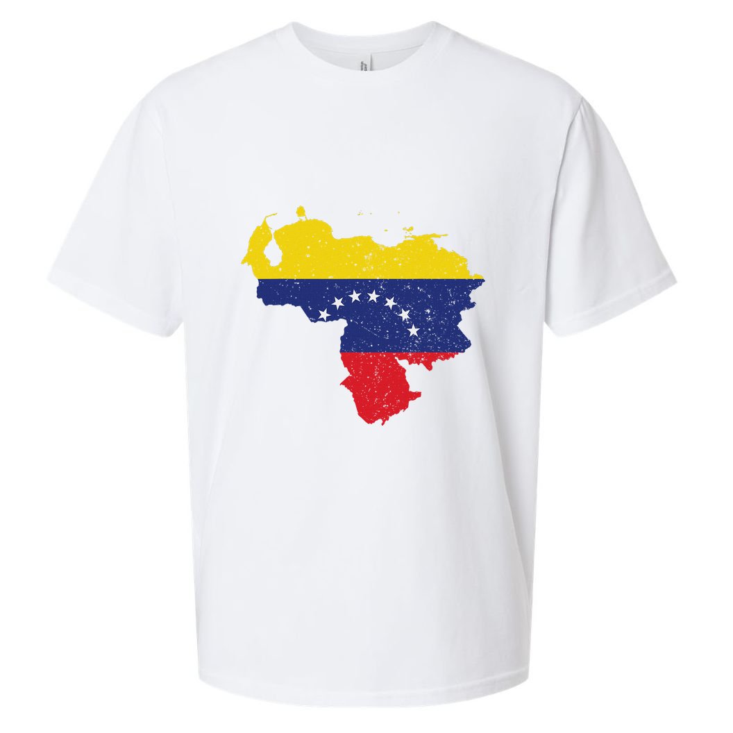 Vintage Venezuela Map 7 Stars Flag Venezuela Flag Sueded Cloud Jersey T-Shirt