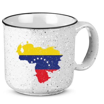 Vintage Venezuela Map 7 Stars Flag Venezuela Flag 15oz Campfire Ceramic Mug