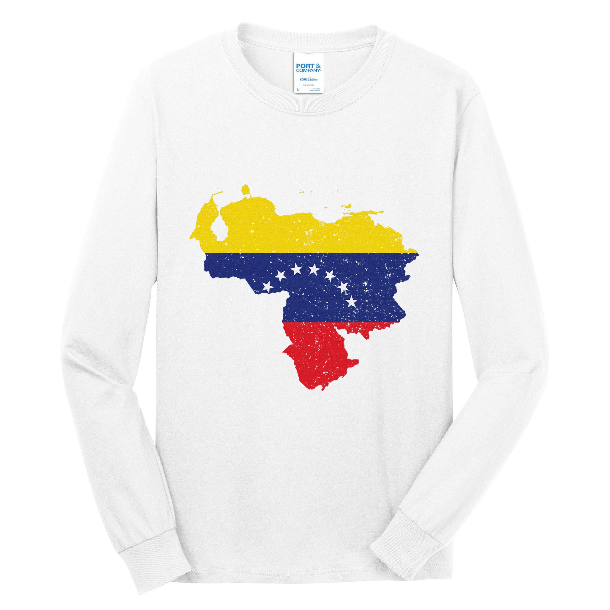 Vintage Venezuela Map 7 Stars Flag Venezuela Flag Tall Long Sleeve T-Shirt