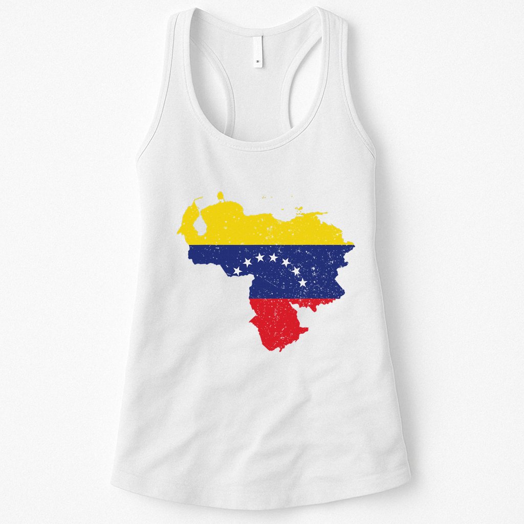 Vintage Venezuela Map 7 Stars Flag Venezuela Flag Womens Tank Top