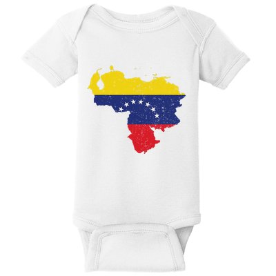 Vintage Venezuela Map 7 Stars Flag Venezuela Flag Baby Bodysuit