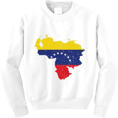 Vintage Venezuela Map 7 Stars Flag Venezuela Flag Kids Sweatshirt