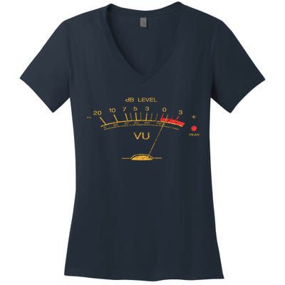 Volume Vu Meter Vintage Audio Engineer Recording Women's V-Neck T-Shirt