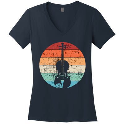 Violin Violinist Musical Instrument Retro Women's V-Neck T-Shirt