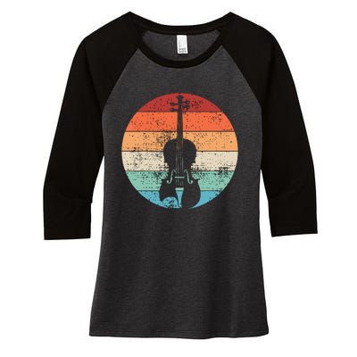 Violin Violinist Musical Instrument Retro Women's Tri-Blend 3/4-Sleeve Raglan Shirt