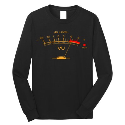 Volume Vu Meter Audio Engineer Recording Studio Gear Head Musician Guitar Long Sleeve Shirt