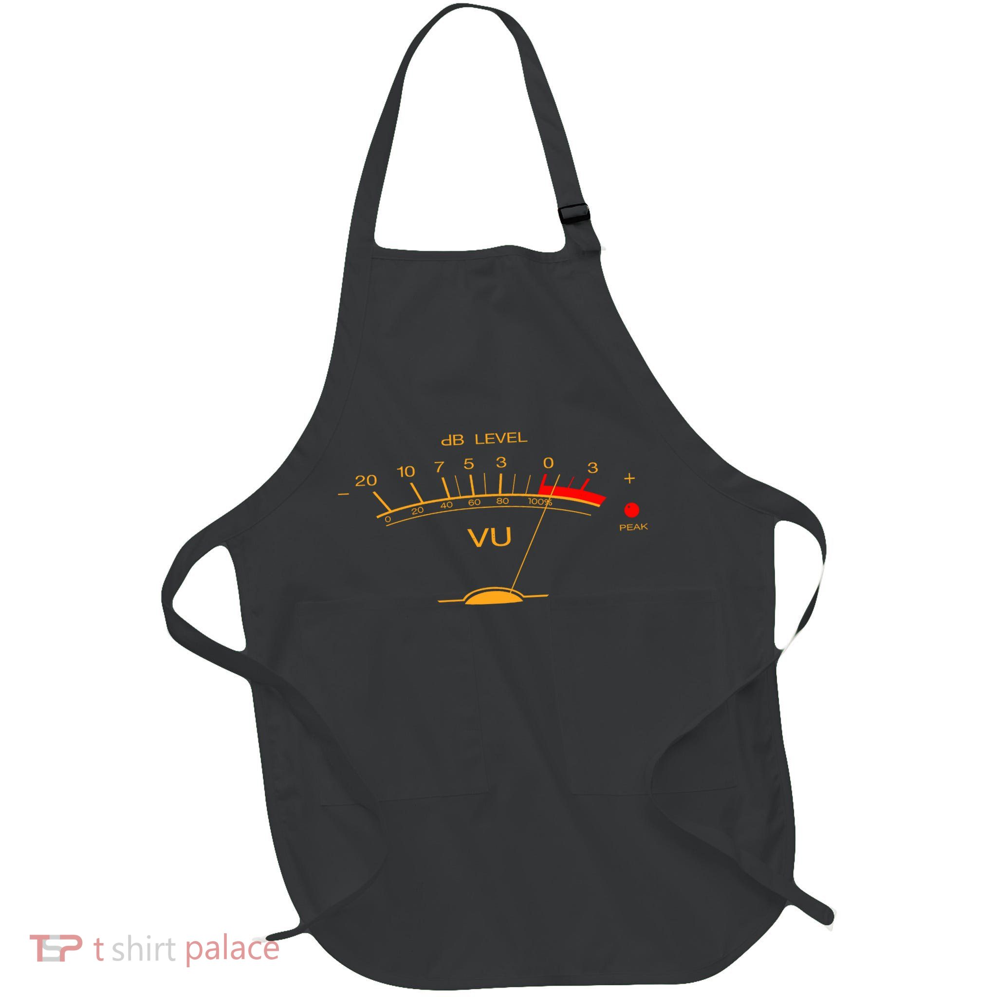 Volume Vu Meter Audio Engineer Recording Studio Gear Head Musician Guitar Full-Length Apron With Pockets