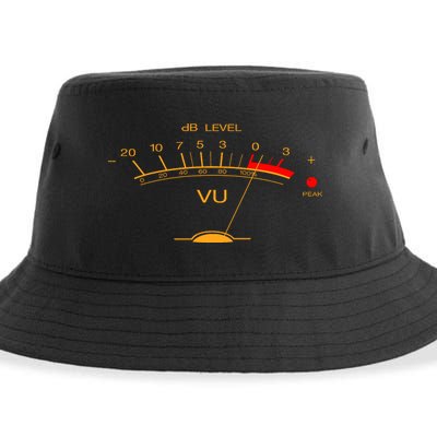 Volume Vu Meter Audio Engineer Recording Studio Gear Head Musician Guitar Sustainable Bucket Hat