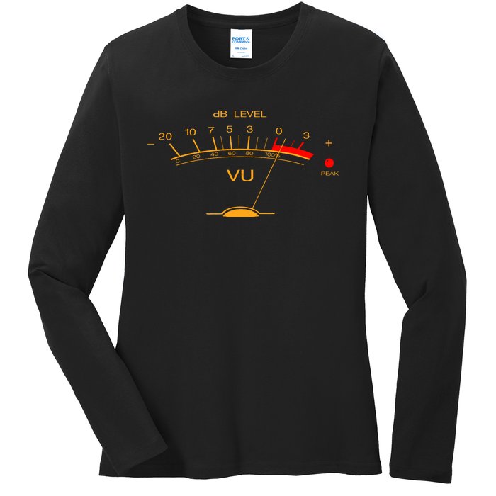 Volume Vu Meter Audio Engineer Recording Studio Gear Head Musician Guitar Ladies Long Sleeve Shirt