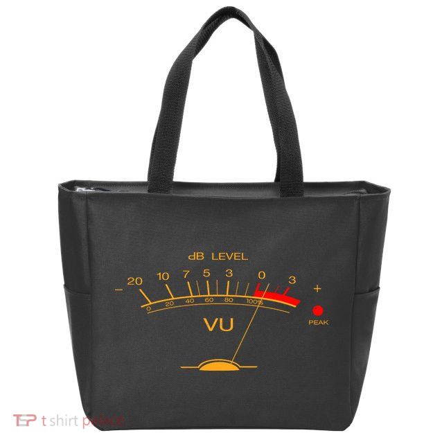 Volume Vu Meter Audio Engineer Recording Studio Gear Head Musician Guitar Zip Tote Bag