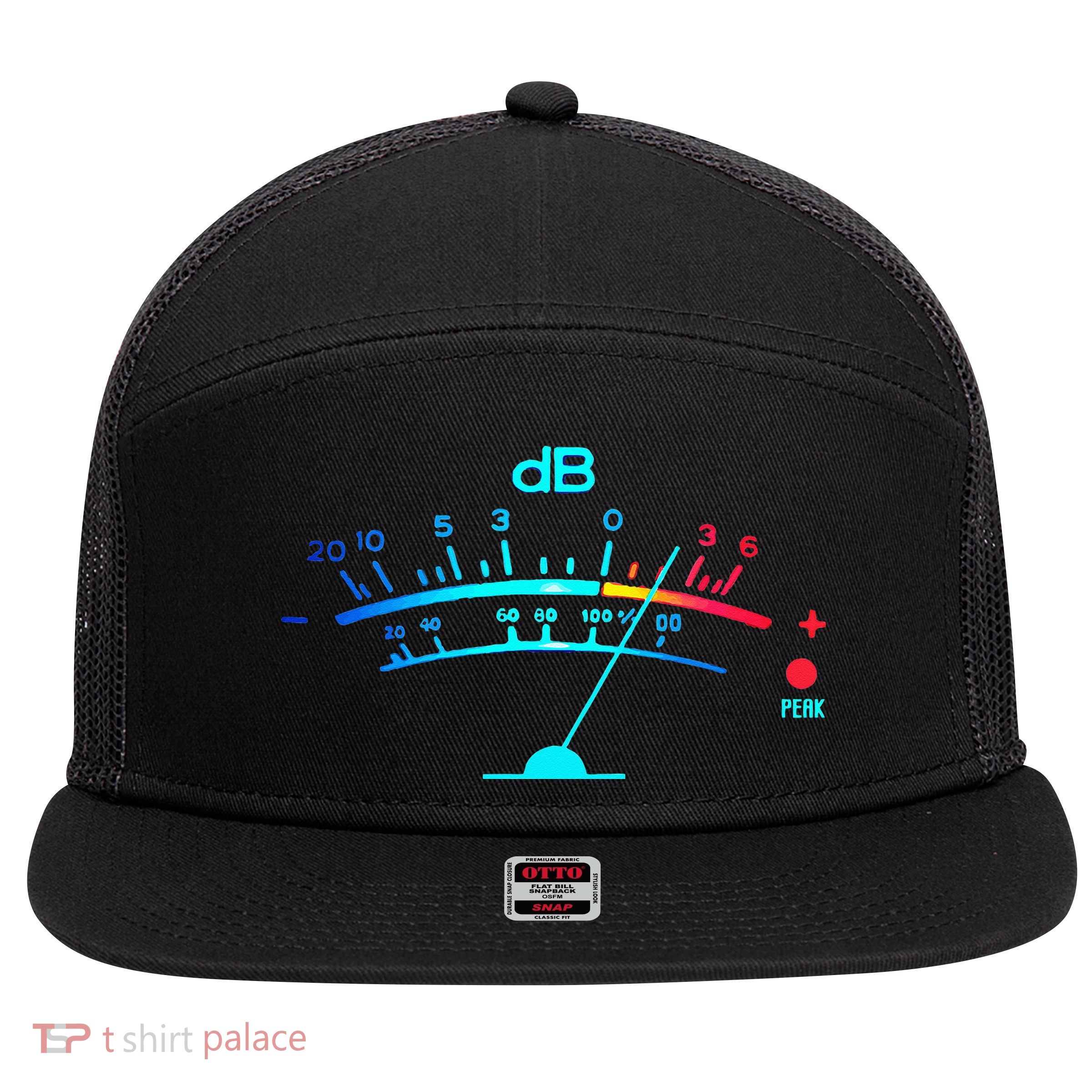 Volume VU Meter Vintage Audio Engineer Recording 7 Panel Mesh Trucker Snapback Hat