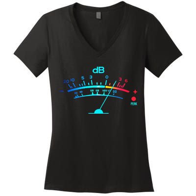 Volume VU Meter Vintage Audio Engineer Recording Women's V-Neck T-Shirt