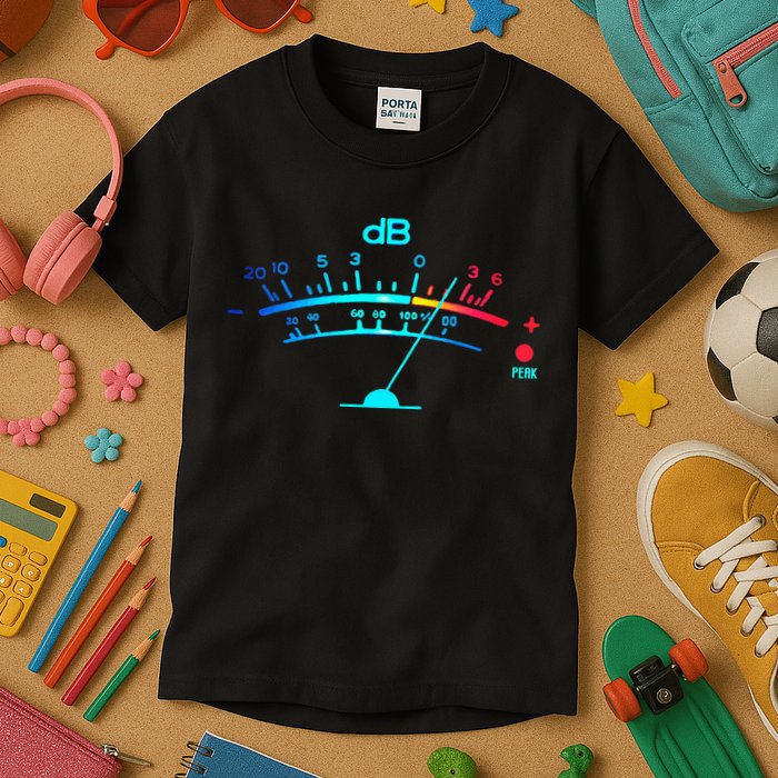 Volume VU Meter Vintage Audio Engineer Recording Kids T-Shirt